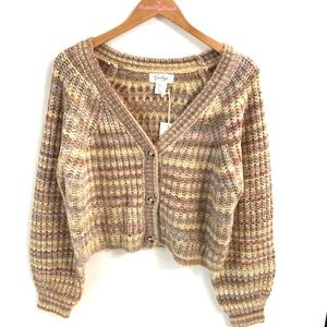 (LG-1) Jessica Simpson cropped button front cardigan sweater, Size Large, NWT